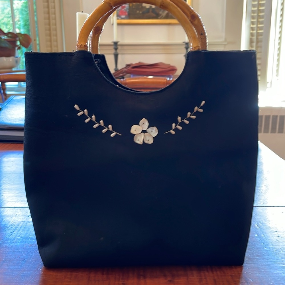 Lafayette 148 bamboo handled black bag.